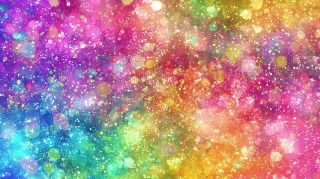 Rainbow glitter bokeh background with vibrant colors and sparkles