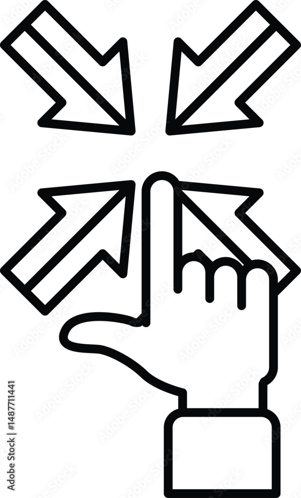 Poster a hand pointing to the left with arrows pointing to the right