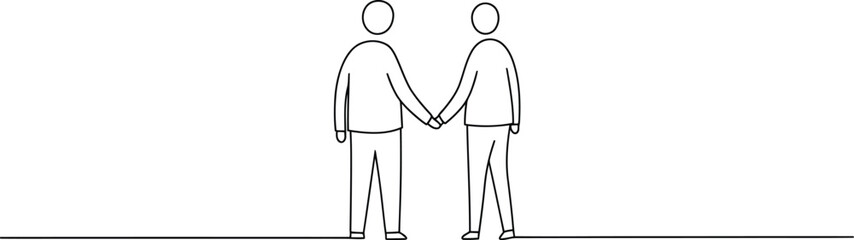 Minimalist Couple Holding Hands Abstract Vector