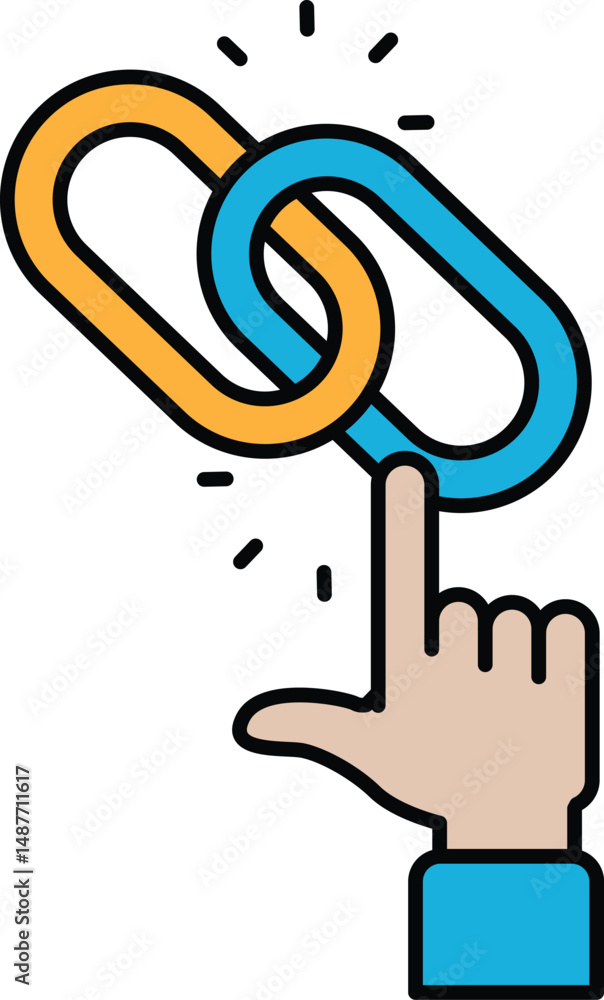 Poster a hand pointing to a link with a chain