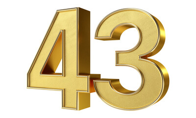 Bling Bling Diamond Gold Number 43 3D Text Effect