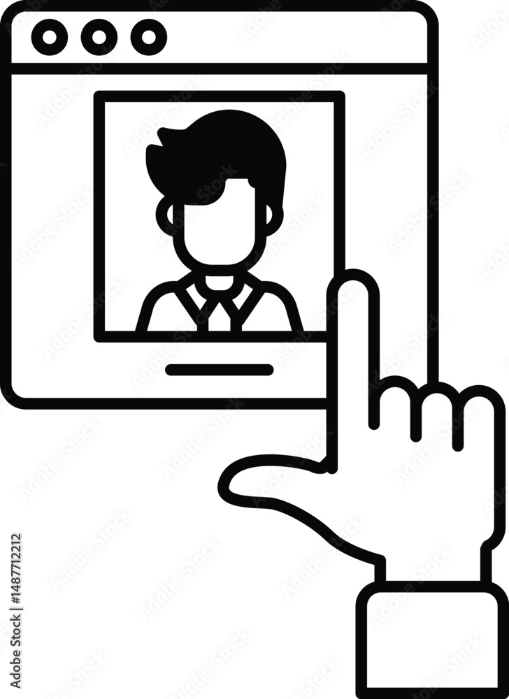 Poster a man's picture is displayed on a computer screen
