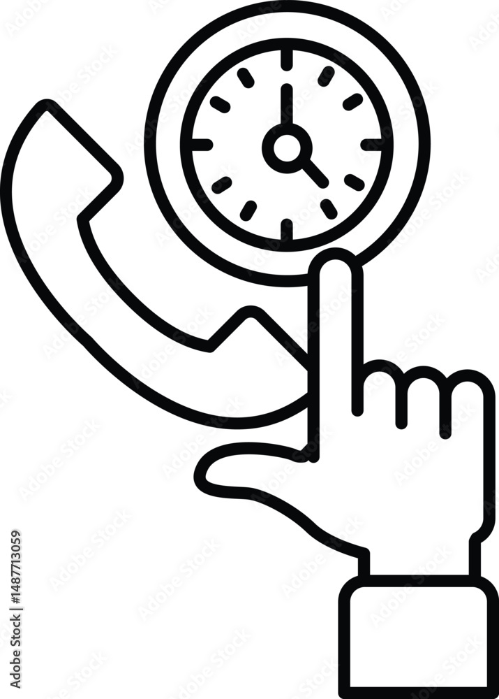 Poster a hand pointing at a clock with the time of 11:00