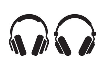 Headphones Silhouette Vector Audio Music Listening Icon Set