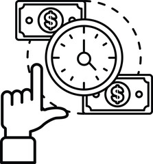A hand pointing at a clock with the numbers 1 and 12 on it