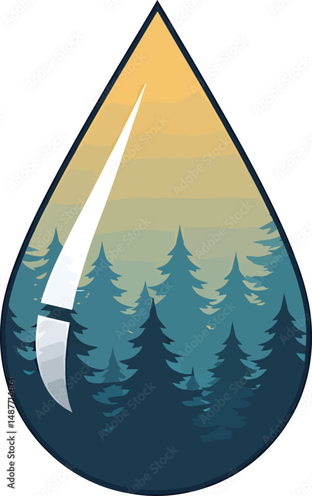 Poster forest reflection in teardrop vector