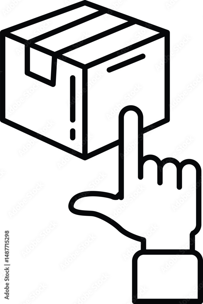 Poster a box is on a white background with a finger pointing at it
