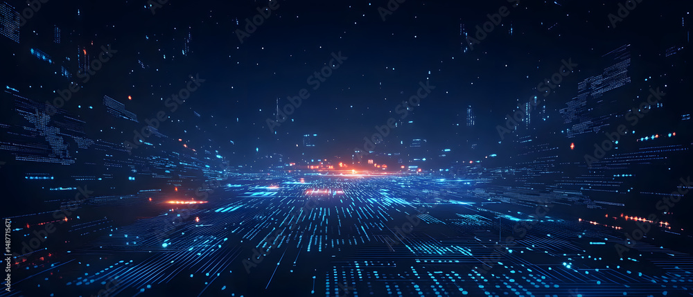 Poster a flat vector illustration of a coding concept, deep blue theme, technology background, code snippet