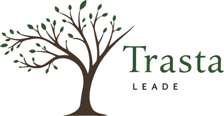 Eco Leadership Emblem Featuring a Flourishing Tree with Expanding Branches and Vibrant Green Leaves, Accompanied by Bold Typography in a Modern Typeface, Representing Growth, Sustainability