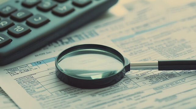  Accountant using a magnifying glass to find deductions on a long tax form (2)