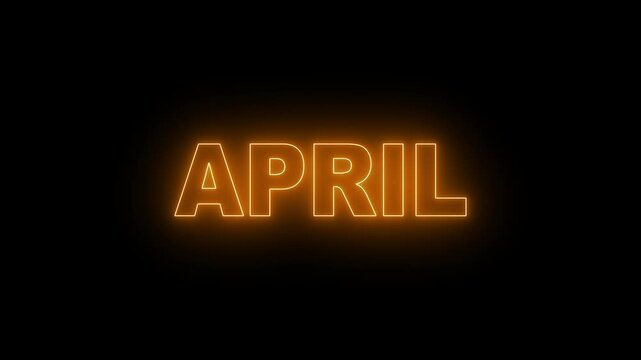 April burning word, fire text. fire text effect black background. animated text effect with high visual impact.