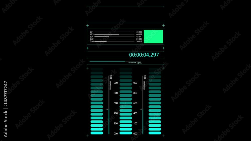 Aufkleber digital interface with audio visualizer and data analytics display