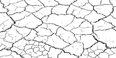 Vector background. Desert backdrop.The cracks texture white and black.Cracks in dry surface soil texture	
