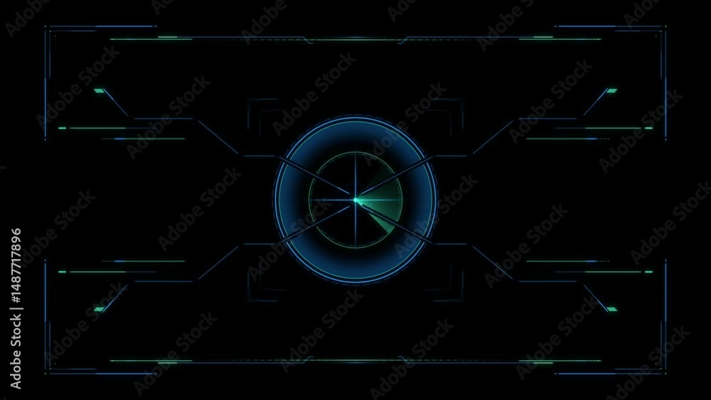 Poster futuristic blue technology hud interface with abstract digital display