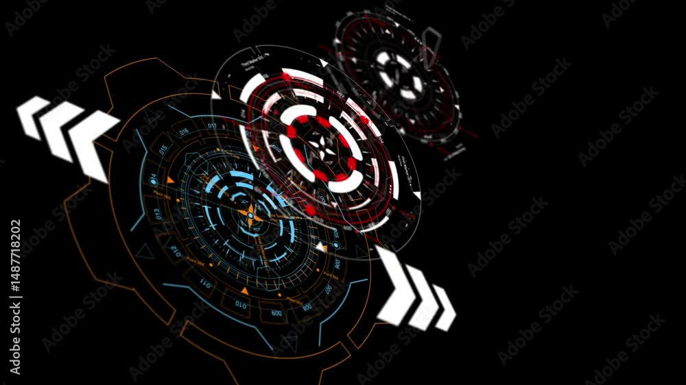 Aufkleber futuristic interface with digital holographic display and dynamic design
