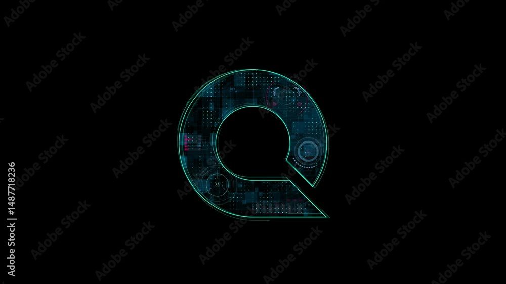 Aufkleber futuristic tech circuit design with digital elements on dark background