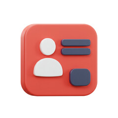 User Profile Interface Symbol with List Icon and Notification Element, Representing User Management and Personal Settings on Red Platform