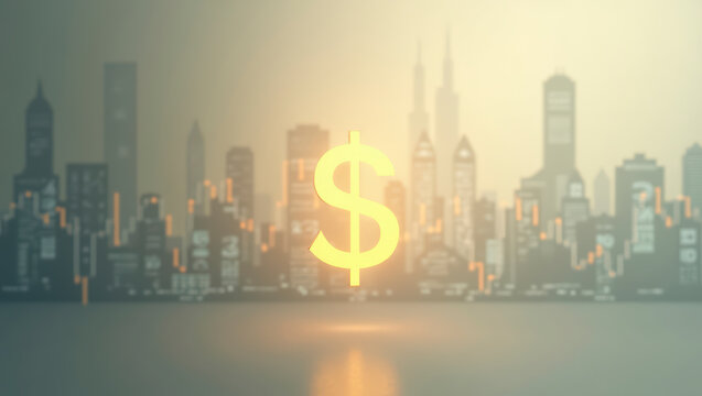 Dollar Sign Over City Skyline