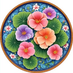 Colorful Floral Round Arrangement with Pink, Purple, and Orange Blossoms
