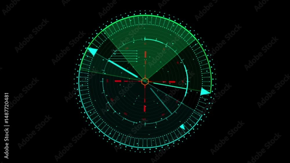 Poster advanced green radar screen displaying real-time scanning technology