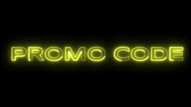 Glowing Promo Code Neon Sign Digital Art Animation, 