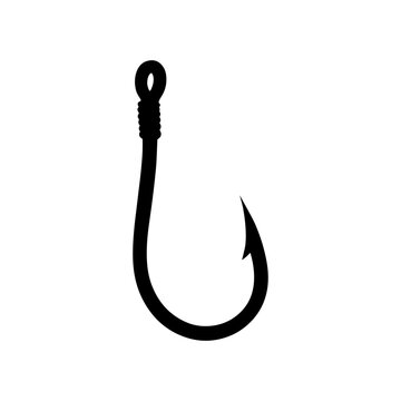 Fish hook icon vector flat illustration design. Fishing hook silhouette.