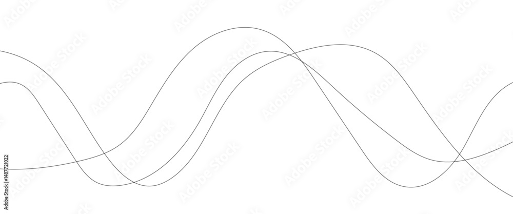 Poster thin wavy curve line vector background. curve wave seamless pattern background. black and grey wave 