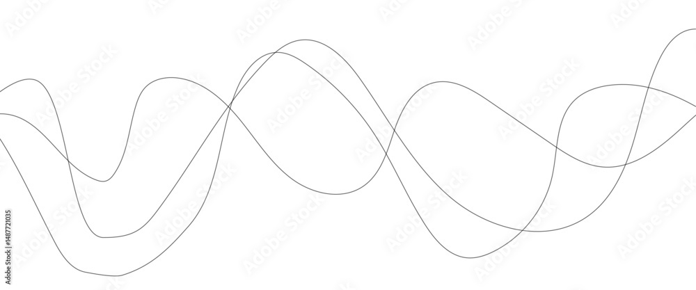 Poster thin wavy curve line vector background. curve wave seamless pattern background. black and grey wave 