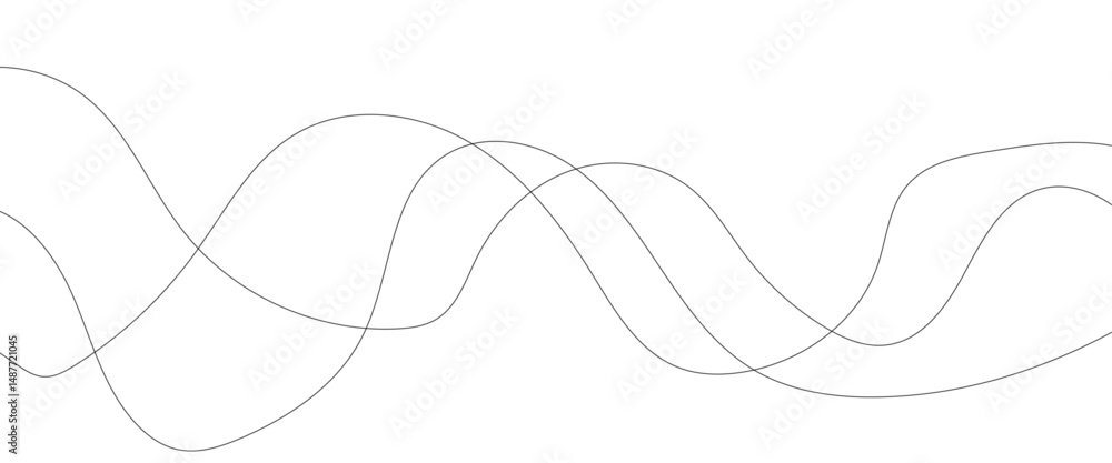Poster thin wavy curve line vector background. curve wave seamless pattern background. black and grey wave 