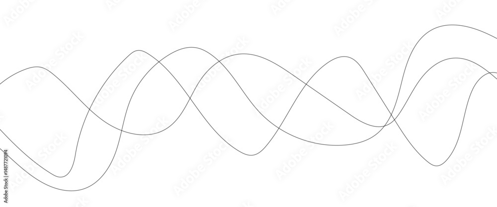 Poster thin wavy curve line vector background. curve wave seamless pattern background. black and grey wave 