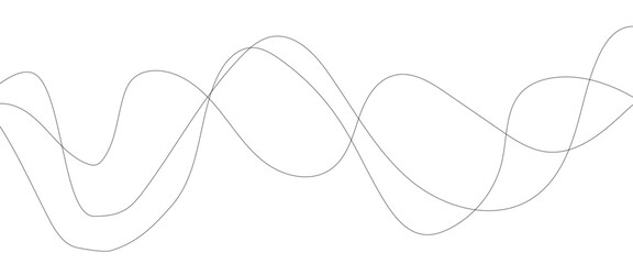 Thin wavy curve line vector background. Curve wave seamless pattern background. Black and grey wave curve lines motion vector background. 