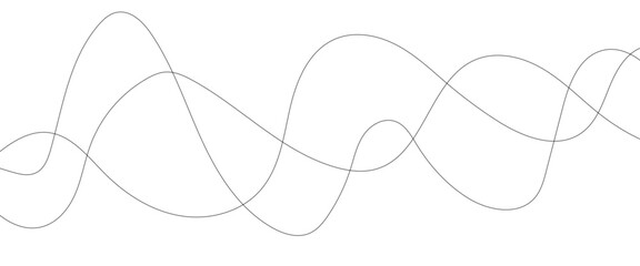 Thin wavy curve line vector background. Curve wave seamless pattern background. Black and grey wave curve lines motion vector background. 