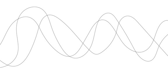 Thin wavy curve line vector background. Curve wave seamless pattern background. Black and grey wave curve lines motion vector background. 