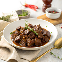 beef stew with vegetables and rice