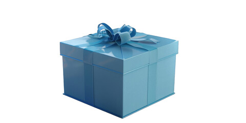 Obraz premium Blue gift box with ribbon isolated on a transparent background
