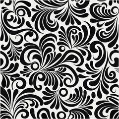 Gothic-inspired black floral pattern. Seamless design featuring moody botanical silhouettes in black, combining classic elegance with a modern edge.