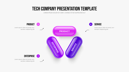 Financial Launch Presentation Design Vector Illustration. Company Solution Three Step Diagram Frame Template. Marketing Report 3 Option Infographic Slide Layout.
