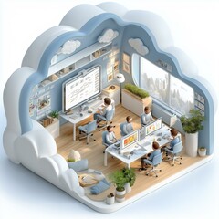 Isometric Illustration of Mana Service Concept
