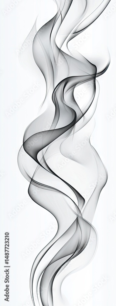 Poster abstract representation of flowing smoke with elegant curves and soft gradients. set against a clean
