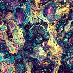 French Bulldog in strange patterns