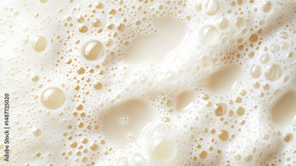 Aufkleber close up macro view of white foam bubbles and liquid texture foam bubbles texture liquid macro white