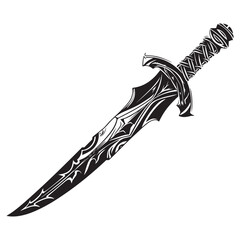 Fantasy Sword silhouette vector illustration, tribal art design fantasy sword for tattoo © Sadia