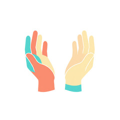 Stylized hands offering embrace, a visual representation of support, generosity and invitation, perfect for conveying help and protection