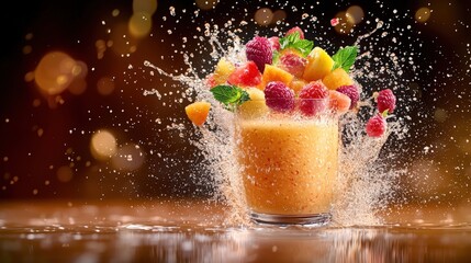 the image captures the vibrant explosion of colorful water droplets colliding in mid air, creating a mesmerizing display of motion and texture reminiscent of a fresh