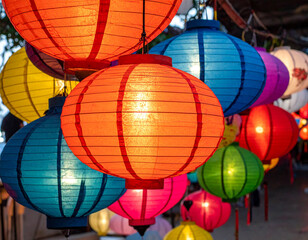 Obraz premium A colorful Sri Lankan Vesak lantern displayed during the Buddhist Vesak festival