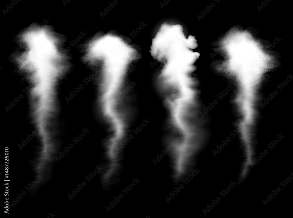 Poster a collection of elegant. flowing smoke patterns against a dark background. showcasing various shapes