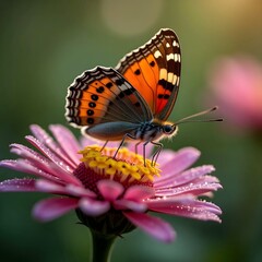 Obraz premium Ultra-Detailed Butterfly Wings with Morning Dew and Soft Bokeh Background