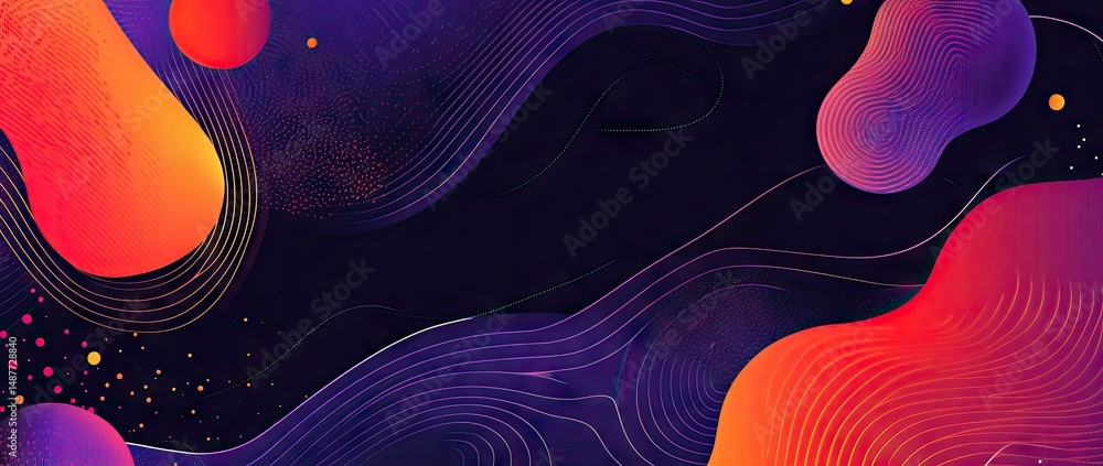 Poster a vibrant abstract background featuring dynamic shapes and colors. perfect for digital design projec