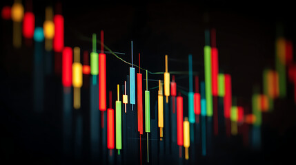 Trading candlestick chart with black background