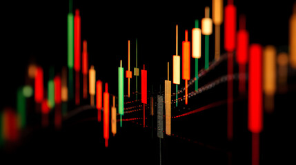 Obraz premium Trading candlestick chart with black background